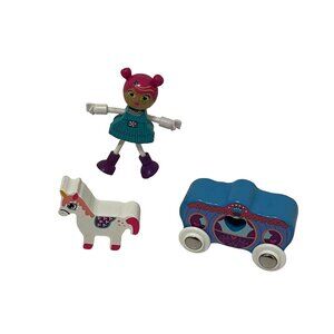 J'adore Princess Julie Natural Wooden Toy Playset 3PC Set Lot Horse Carriage